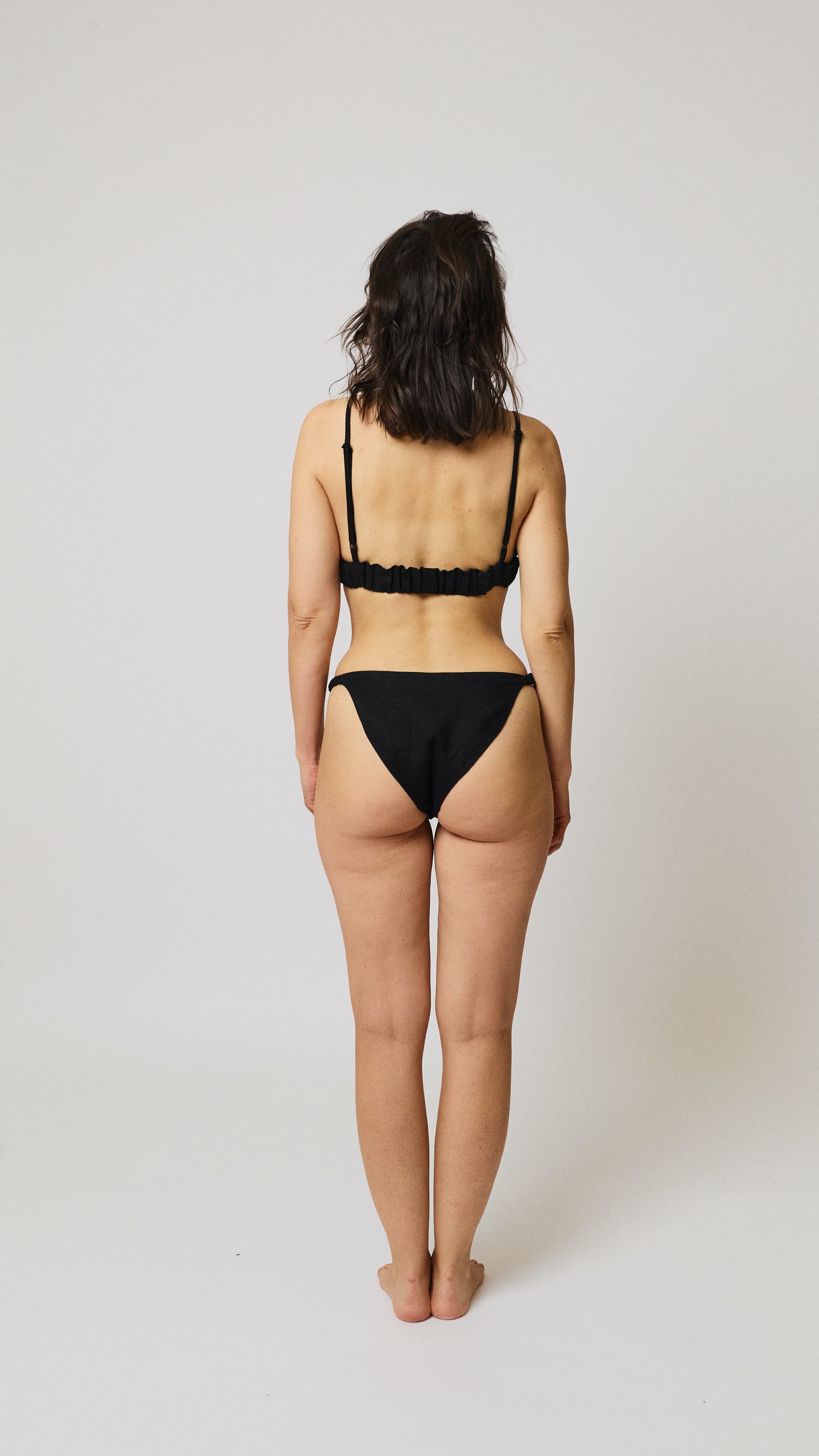 Black Linen Swim Set