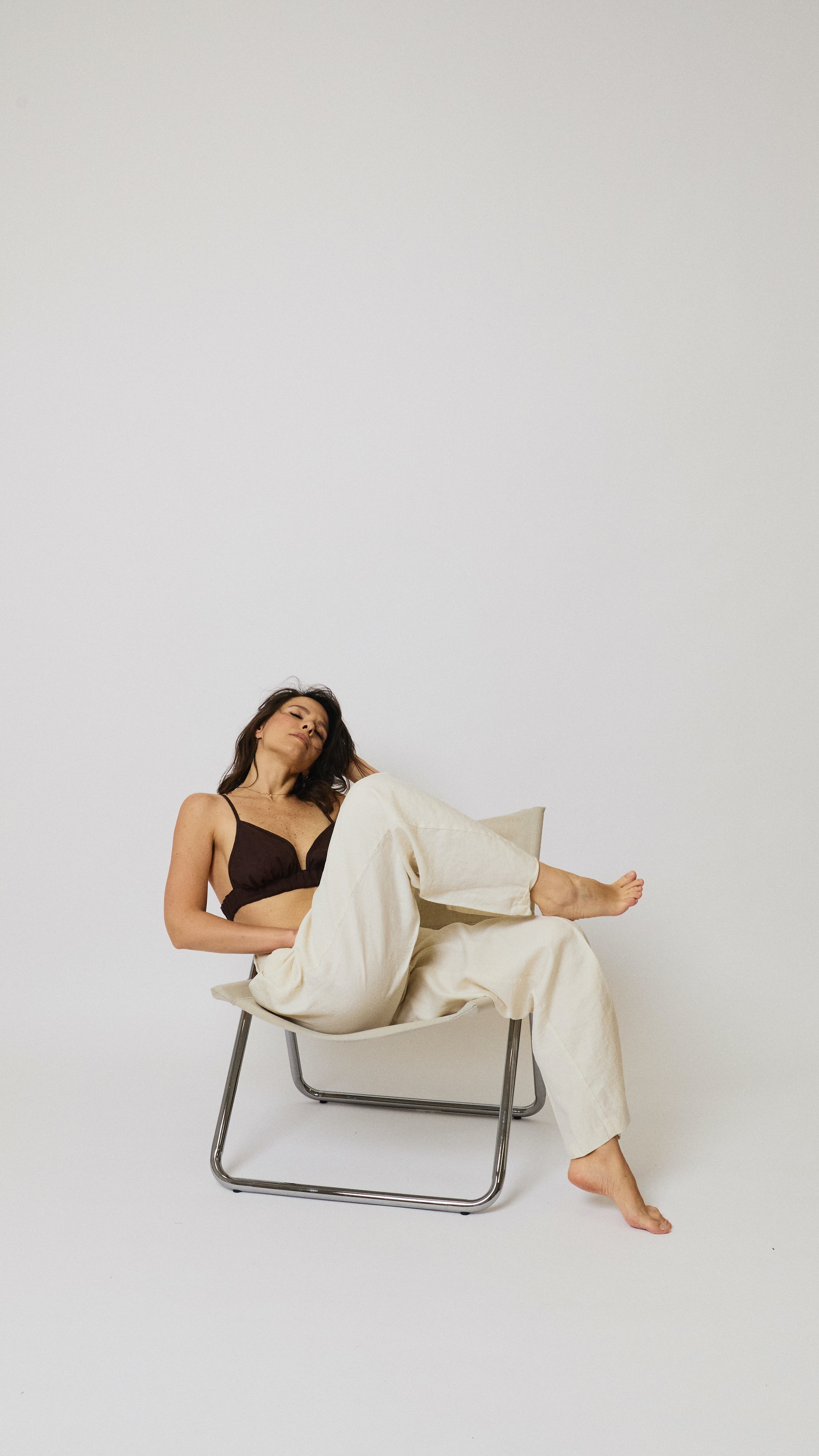Selene linen bralette, a bra and bikini top, by NOMÈI