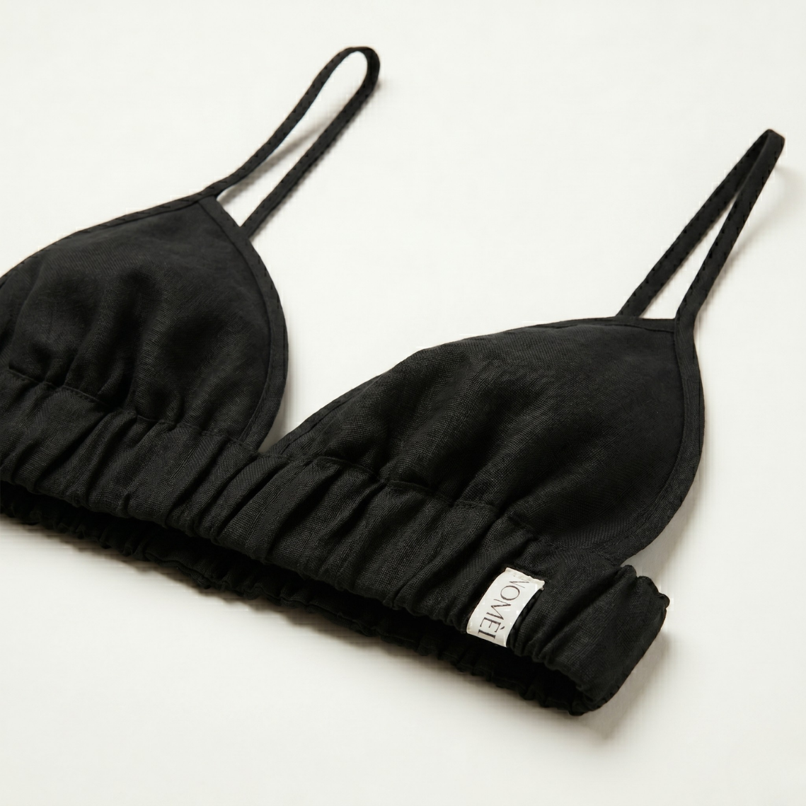 Selene linen bralette, a bra and bikini top, by NOMÈI