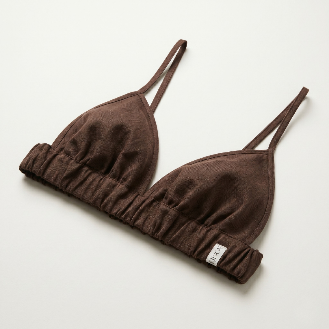 Selene linen bralette, a bra and bikini top, by NOMÈI